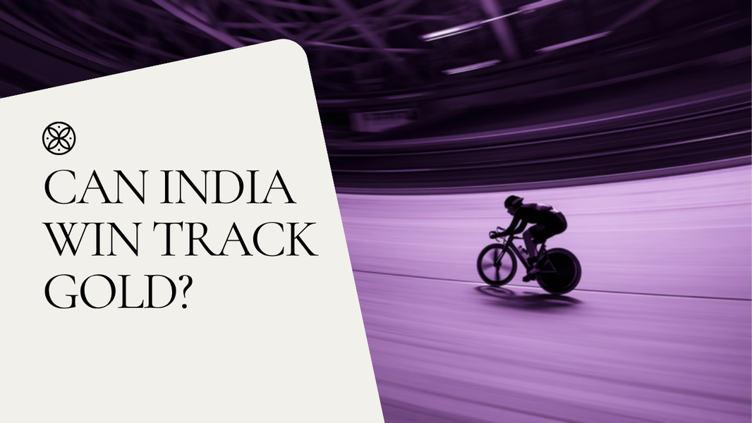 Editorial cover reading Can India Win Track Gold with track cycling action