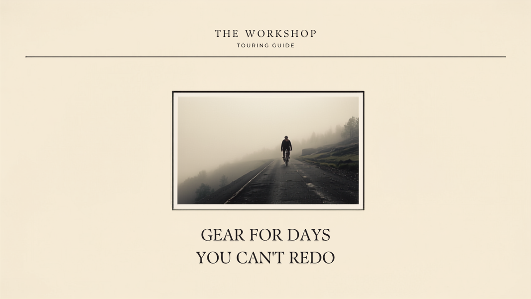Editorial cover reading Gear For Days You Cant Redo over a misty mountain climb