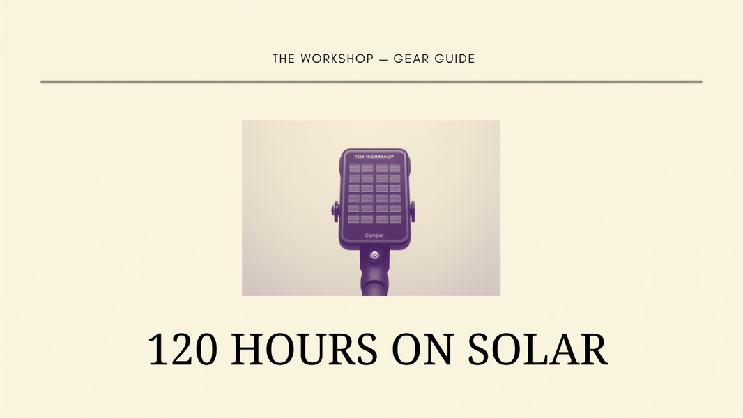 Editorial cover reading 120 Hours On Solar over a solar bike computer