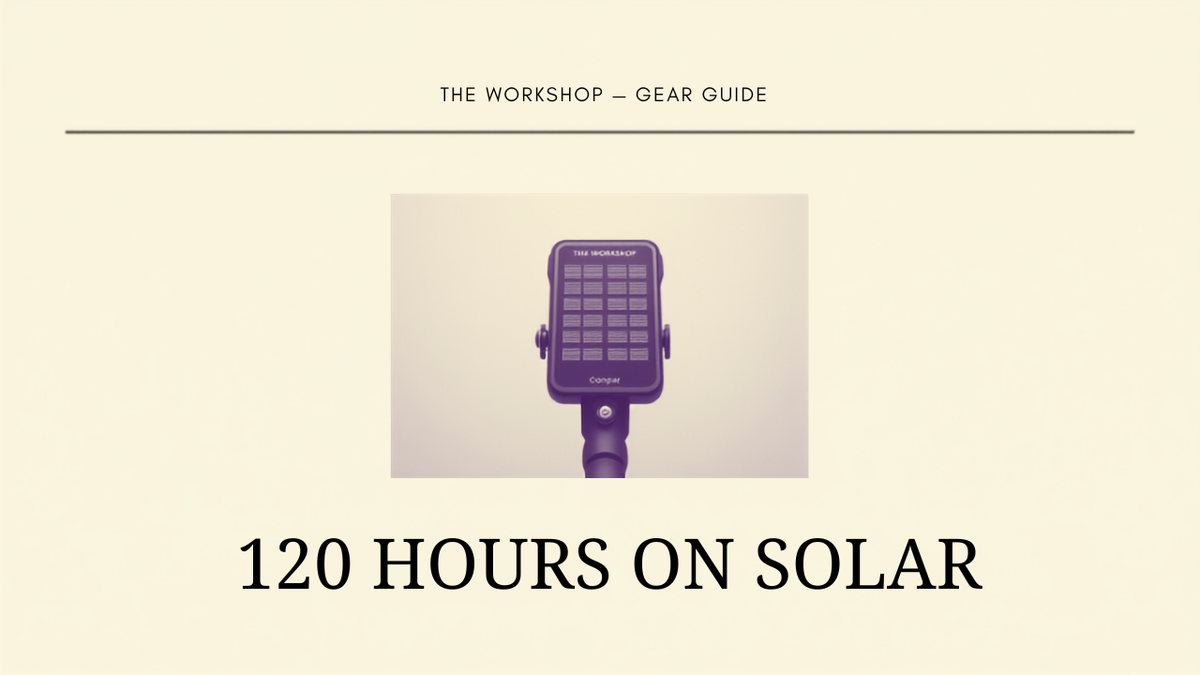 Editorial cover reading 120 Hours On Solar over a solar bike computer