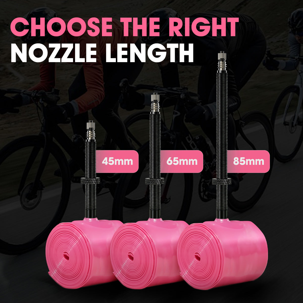 CYCLAMI TPU tube valve length comparison 45mm 65mm 85mm