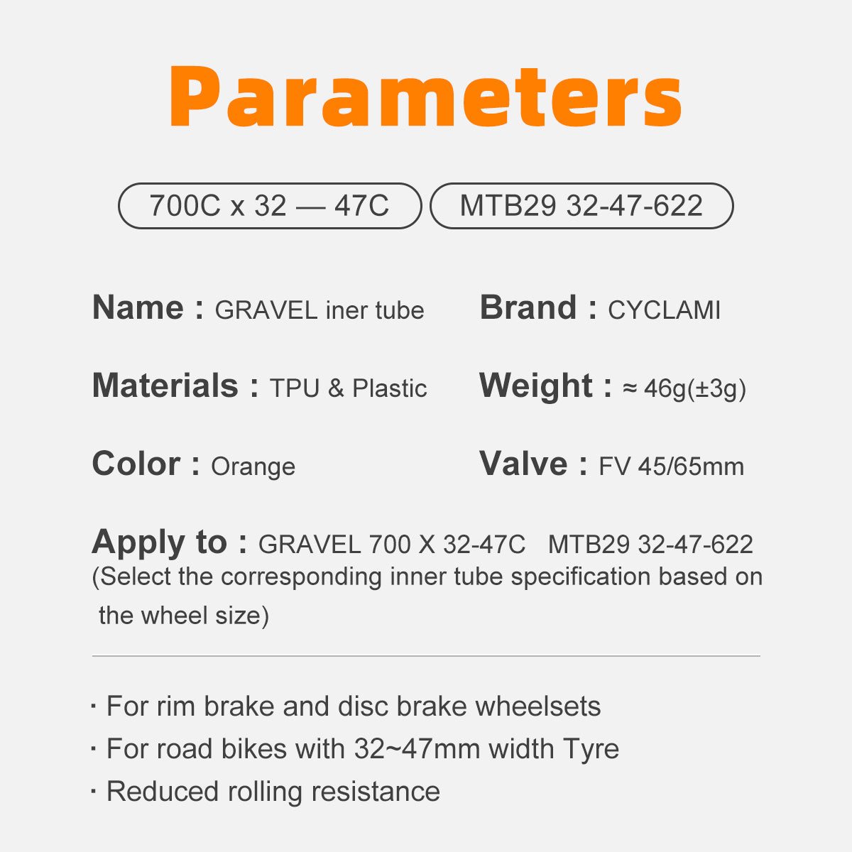 CYCLAMI 46g TPU Gravel 32-47C (Gravel) 45mm-Plastic Valve by Cyclami – DoGoodCo product photo 4