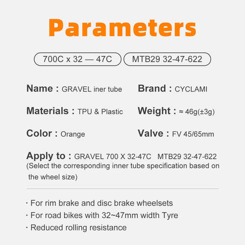 CYCLAMI gravel TPU tube valve detail