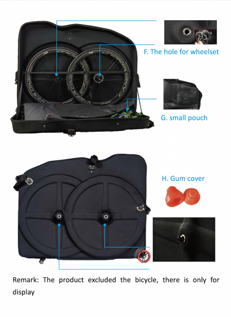 XXF E1702 bike case with bike packed inside, frame and fork mounting