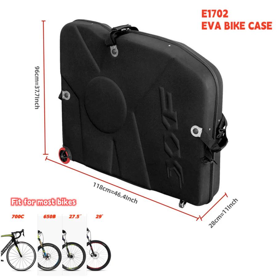 XXF E1702 EVA bike travel case detail, hard EVA shell surface