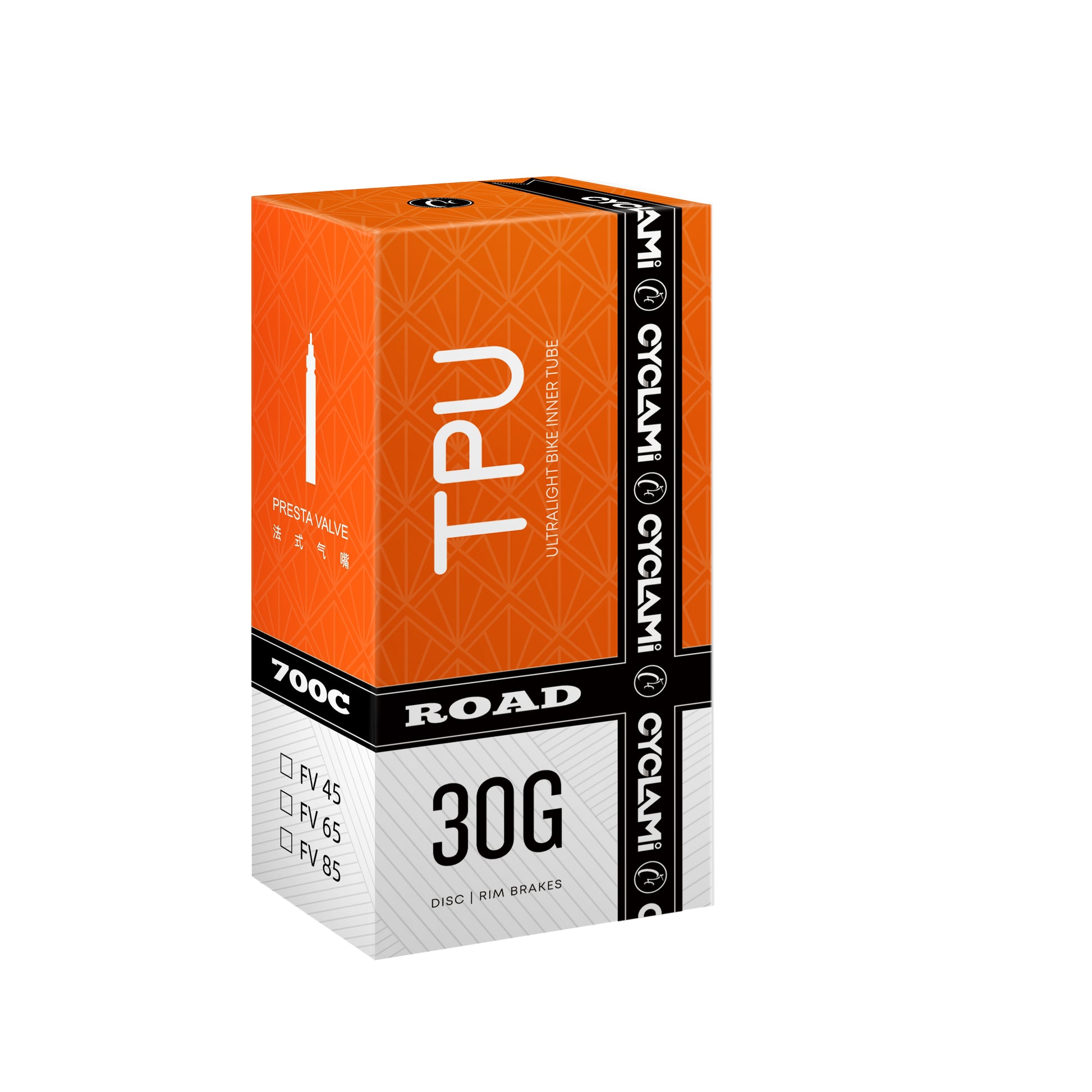 CYCLAMI 30g Orange TPU Road 18-32C (Road) 65mm Plastic Valve by Cyclami – DoGoodCo product photo 1