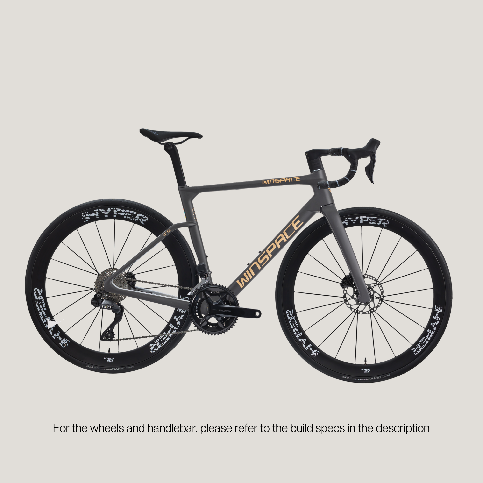 Winspace C5 105 Di2 Carbon Black with Gold Decal