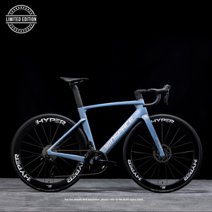 Limited edition Winspace T1550 Gen2 road bike in light blue with Ultegra Di2 components and HYPER carbon wheels.