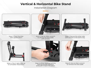 ROCKBROS Bike Stand Floor Foldable Bike Parking Stand 2-in-1 Adjustable Vertical Bicycle Holder Rack for 24"-29" Mountain Road Bike Indoor Outdoor Garage Storage by Rockbros – DoGoodCo product photo 4