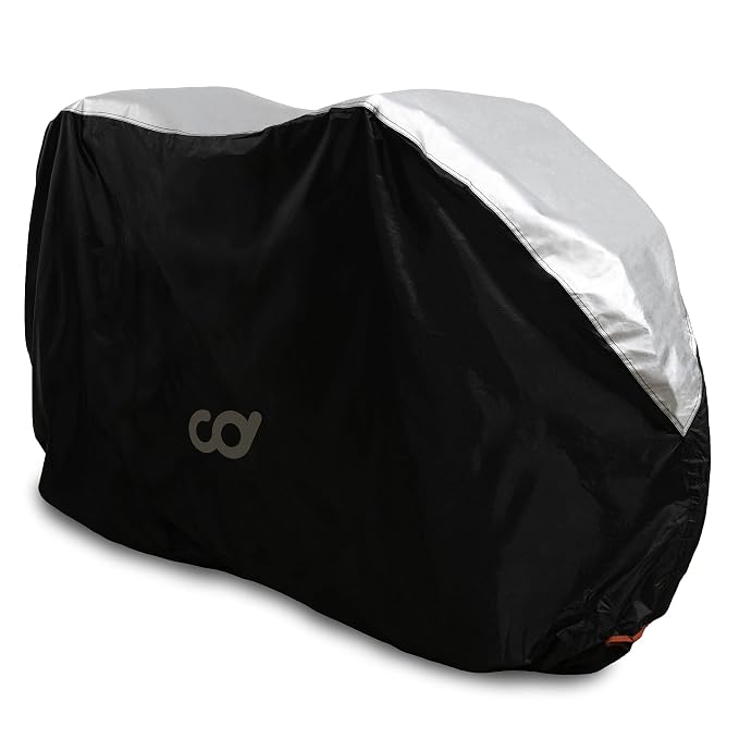 XXF C061 waterproof outdoor bike cover, fits two bikes, black and silver