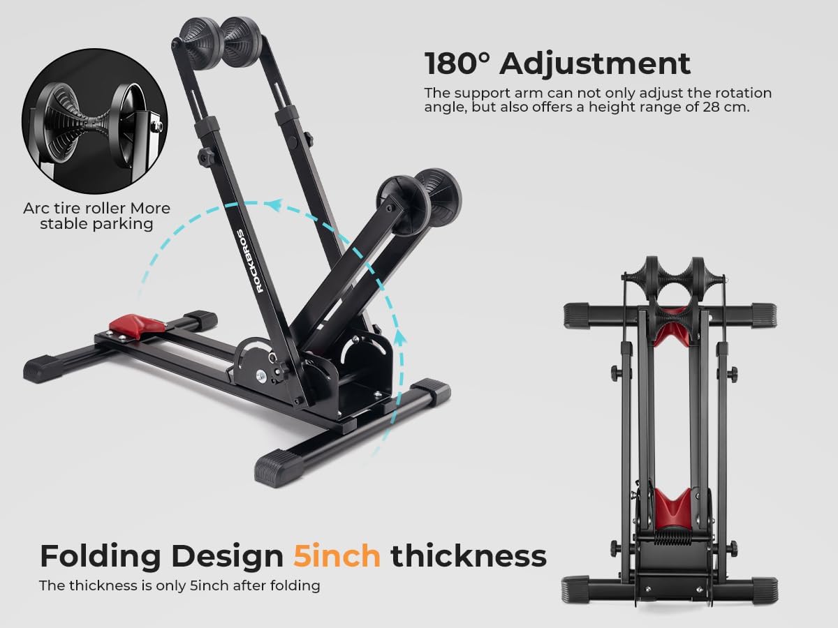 ROCKBROS Bike Stand Floor Foldable Bike Parking Stand 2-in-1 Adjustable Vertical Bicycle Holder Rack for 24"-29" Mountain Road Bike Indoor Outdoor Garage Storage by Rockbros – DoGoodCo product photo 3