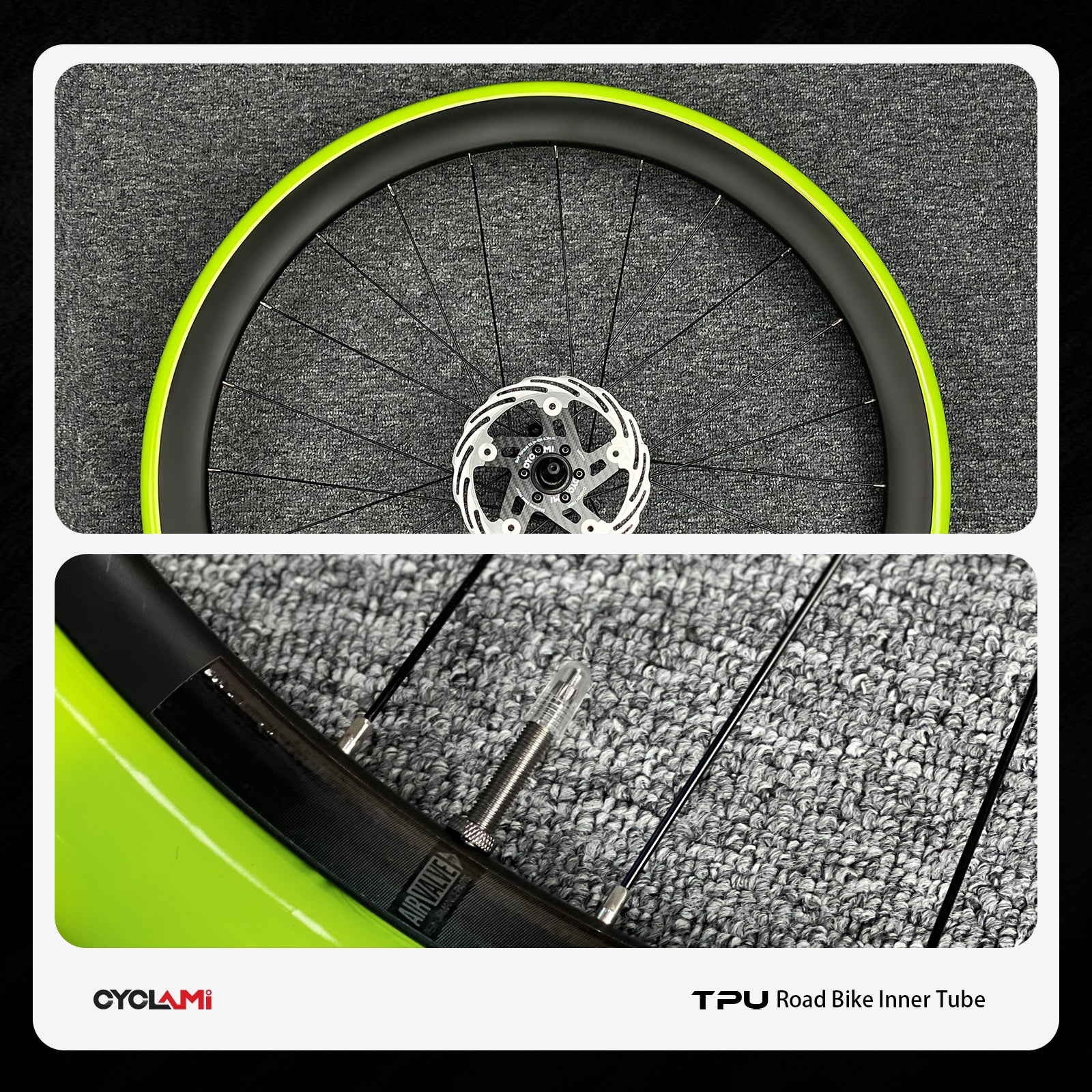 CYCLAMI 38g Green TPU Road 18-32C (Road) 60mm Metal Valve by Cyclami – DoGoodCo product photo 8