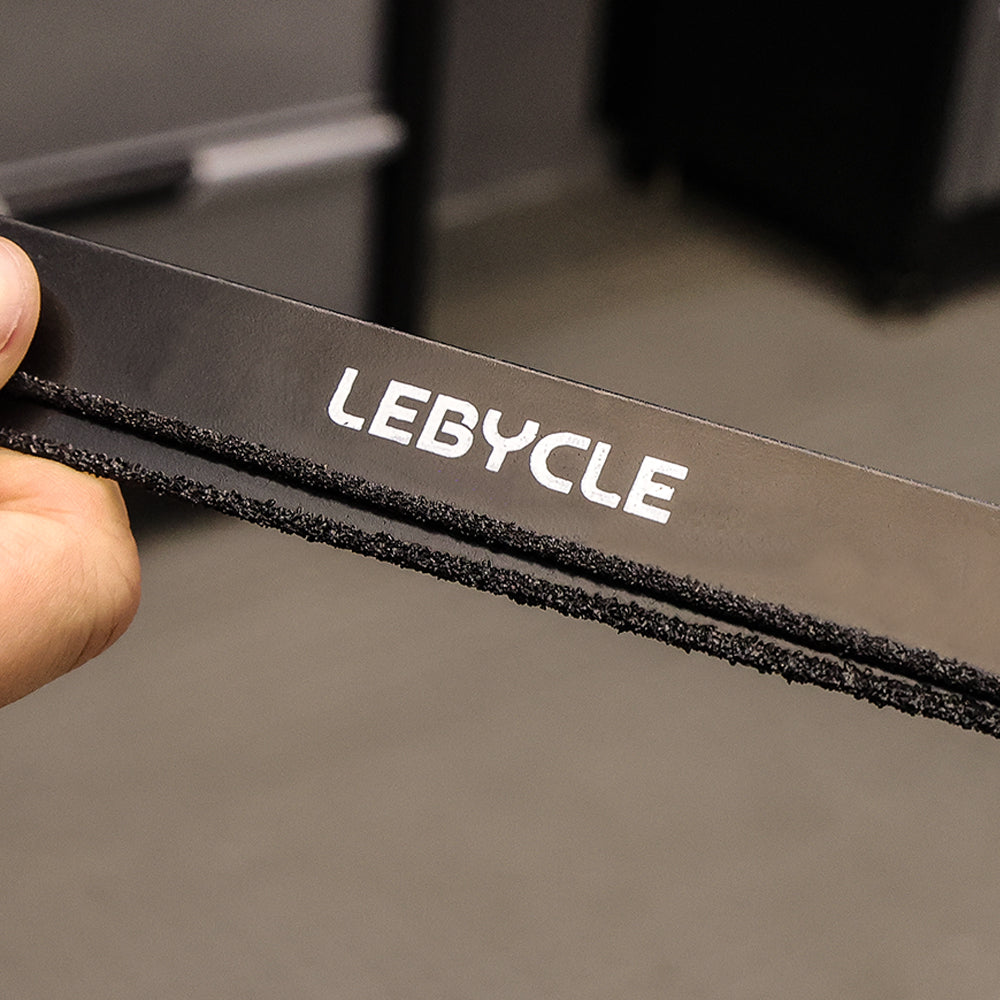 Close-up of the LEBYCLE carbon cutting saw blade showing the abrasive grit cutting edge