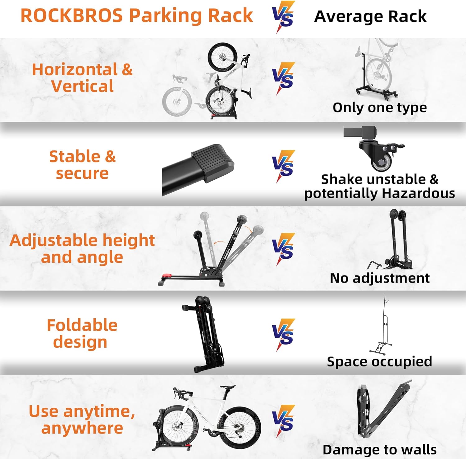 ROCKBROS Bike Stand Floor Foldable Bike Parking Stand 2-in-1 Adjustable Vertical Bicycle Holder Rack for 24"-29" Mountain Road Bike Indoor Outdoor Garage Storage by Rockbros – DoGoodCo product photo 6