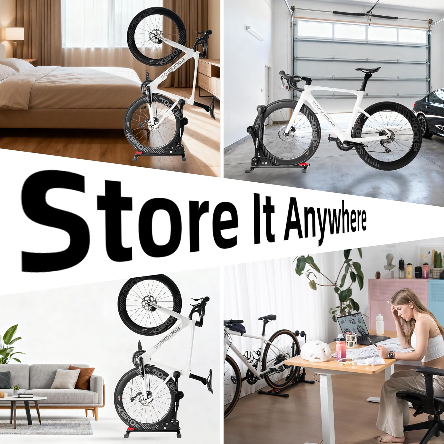 ROCKBROS Bike Stand Floor Foldable Bike Parking Stand 2-in-1 Adjustable Vertical Bicycle Holder Rack for 24"-29" Mountain Road Bike Indoor Outdoor Garage Storage by Rockbros – DoGoodCo product photo 7