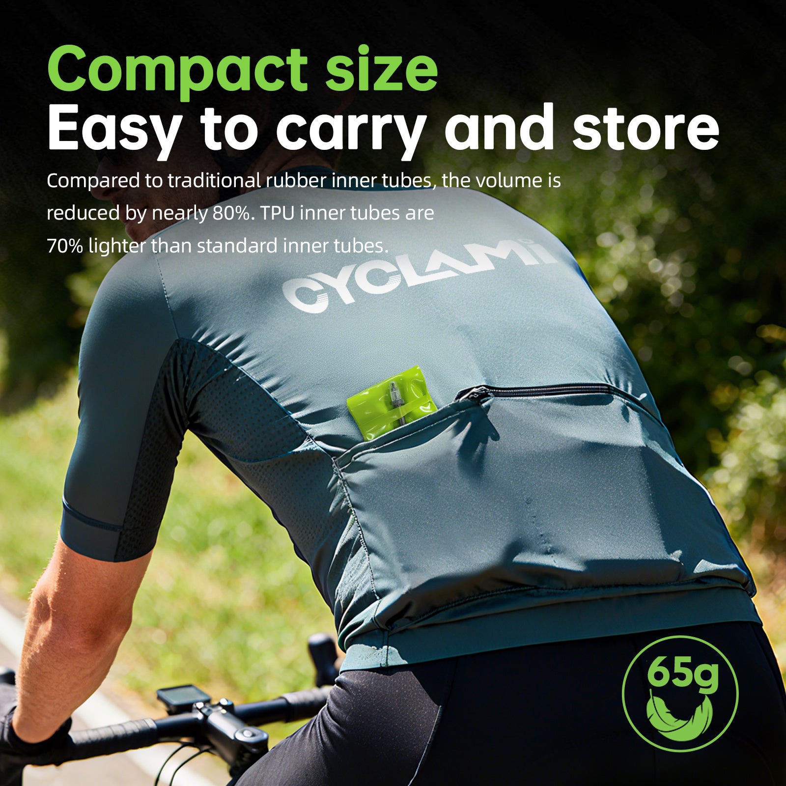 CYCLAMI TPU MTB tube compact size in jersey pocket
