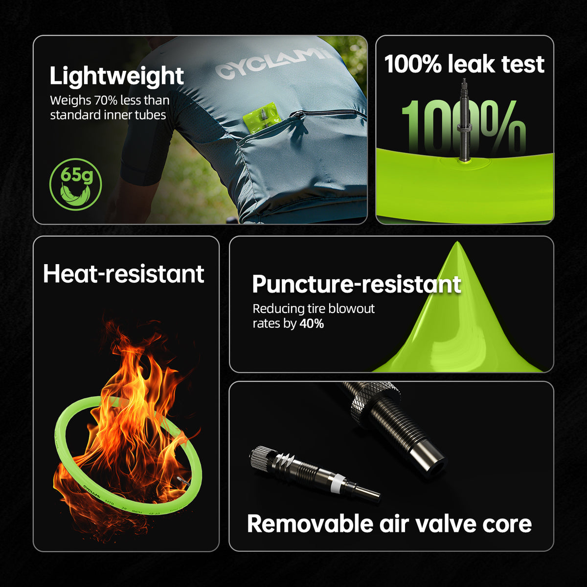 CYCLAMI TPU MTB tube lightweight, leak test, heat resistant, puncture resistant