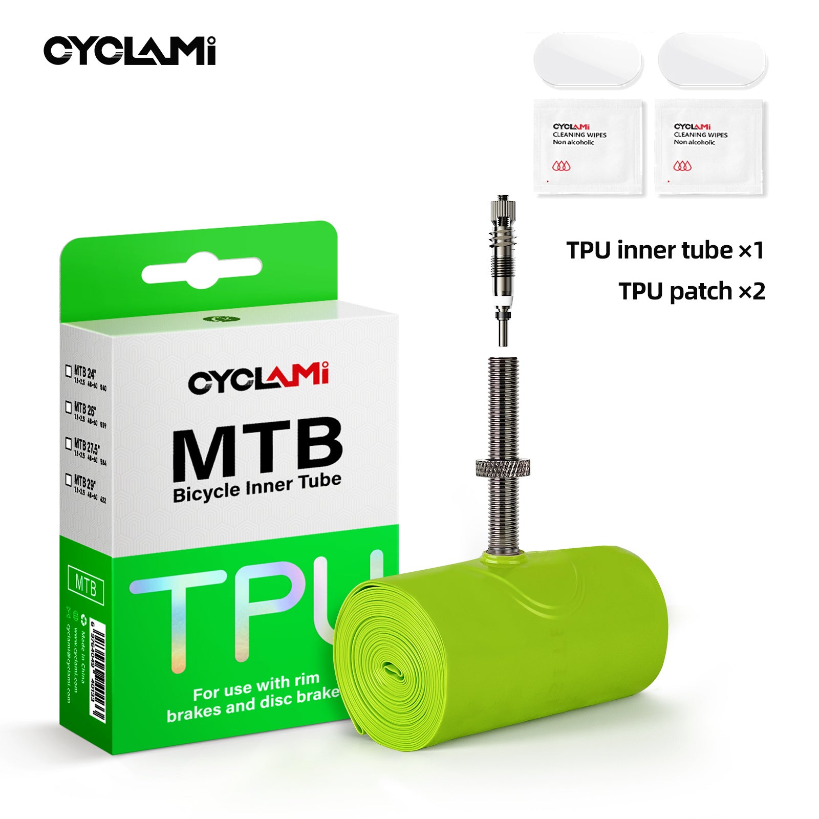 CYCLAMI 65g TPU MTB Metal Valve Tube box