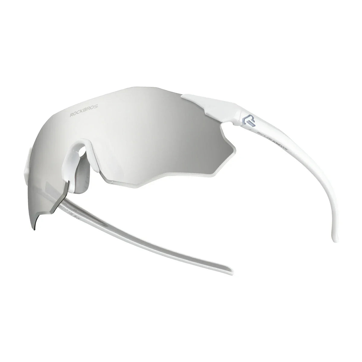 ROCKBROS Rimless Photochromic Cycling Sunglasses – White/Silver Mirror UV400