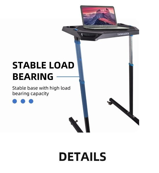 ThinkRider cycling table's stable base and legs shown from the side