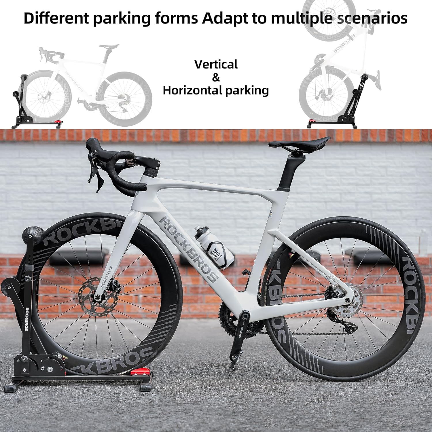 ROCKBROS Bike Stand Floor Foldable Bike Parking Stand 2-in-1 Adjustable Vertical Bicycle Holder Rack for 24"-29" Mountain Road Bike Indoor Outdoor Garage Storage by Rockbros – DoGoodCo product photo 8