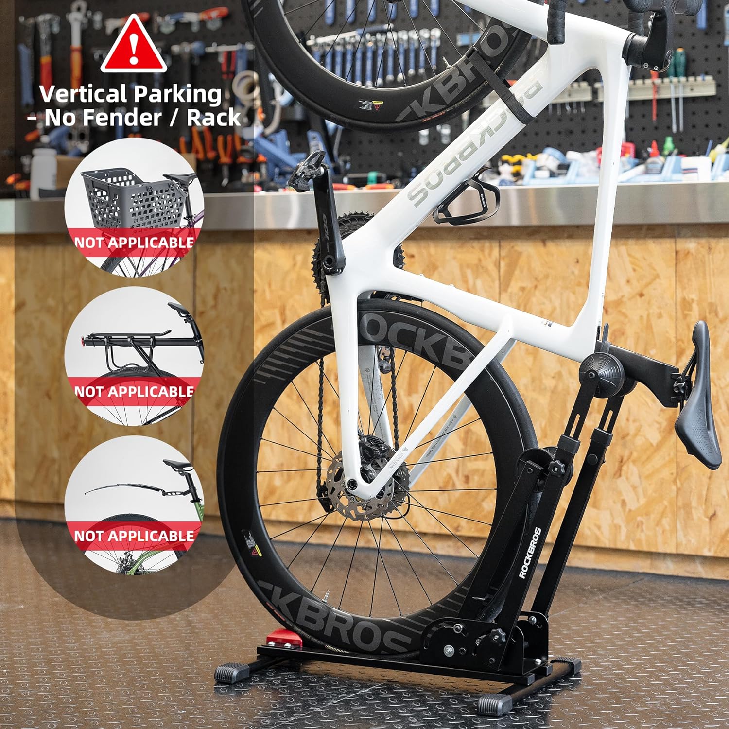 ROCKBROS Bike Stand Floor Foldable Bike Parking Stand 2-in-1 Adjustable Vertical Bicycle Holder Rack for 24"-29" Mountain Road Bike Indoor Outdoor Garage Storage by Rockbros – DoGoodCo product photo 9