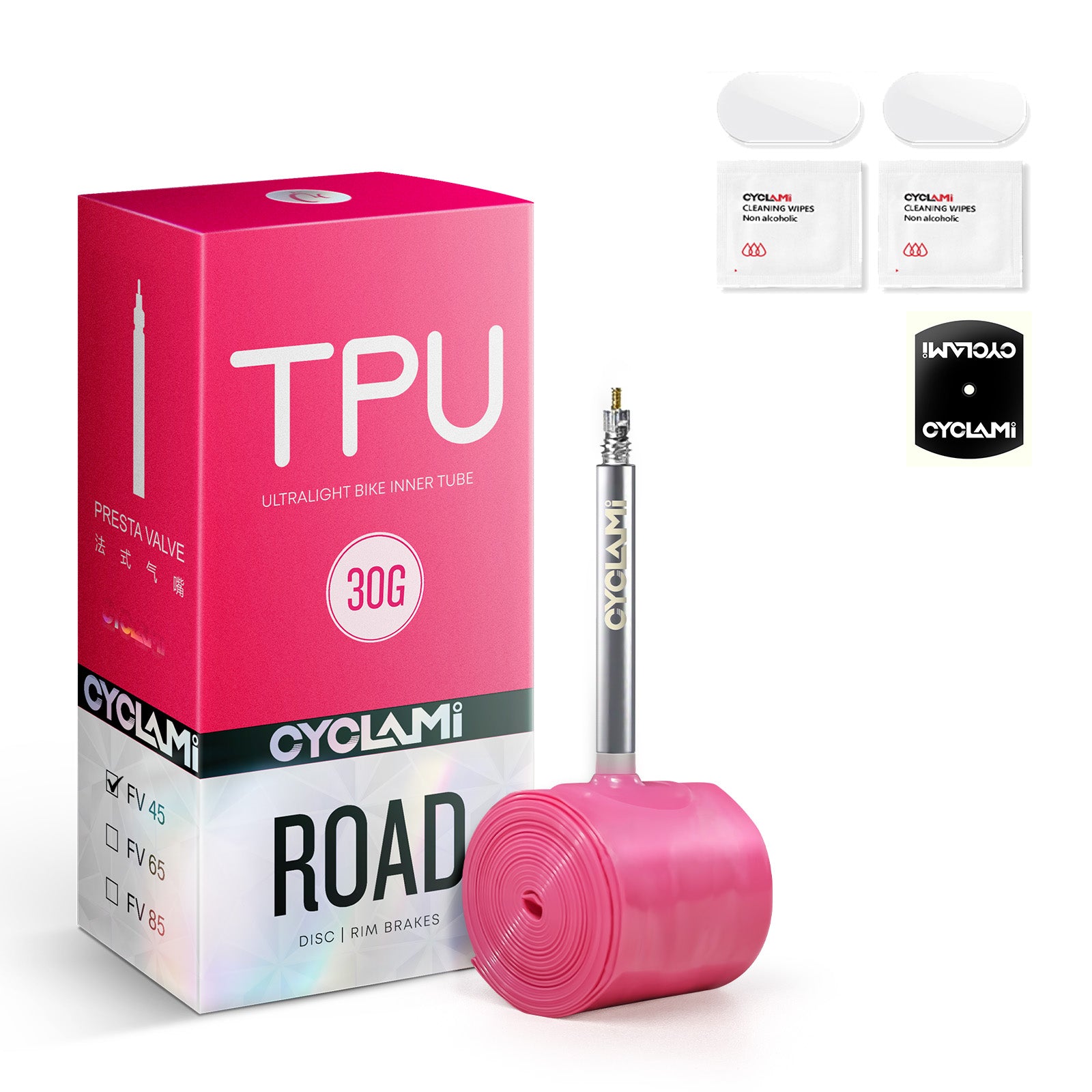 CYCLAMI 30g Pink TPU Road 18-32C (Road)65mm Metal Valve by Cyclami – DoGoodCo product photo 1