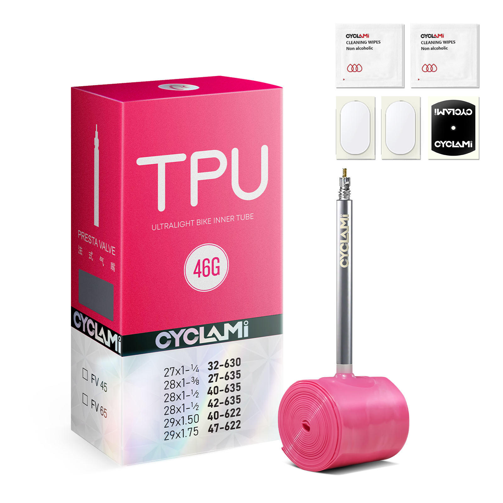 CYCLAMI 46g Pink TPU Gravel 32-47C (Gravel) 45mmMetal Valve by Cyclami – DoGoodCo product photo 1