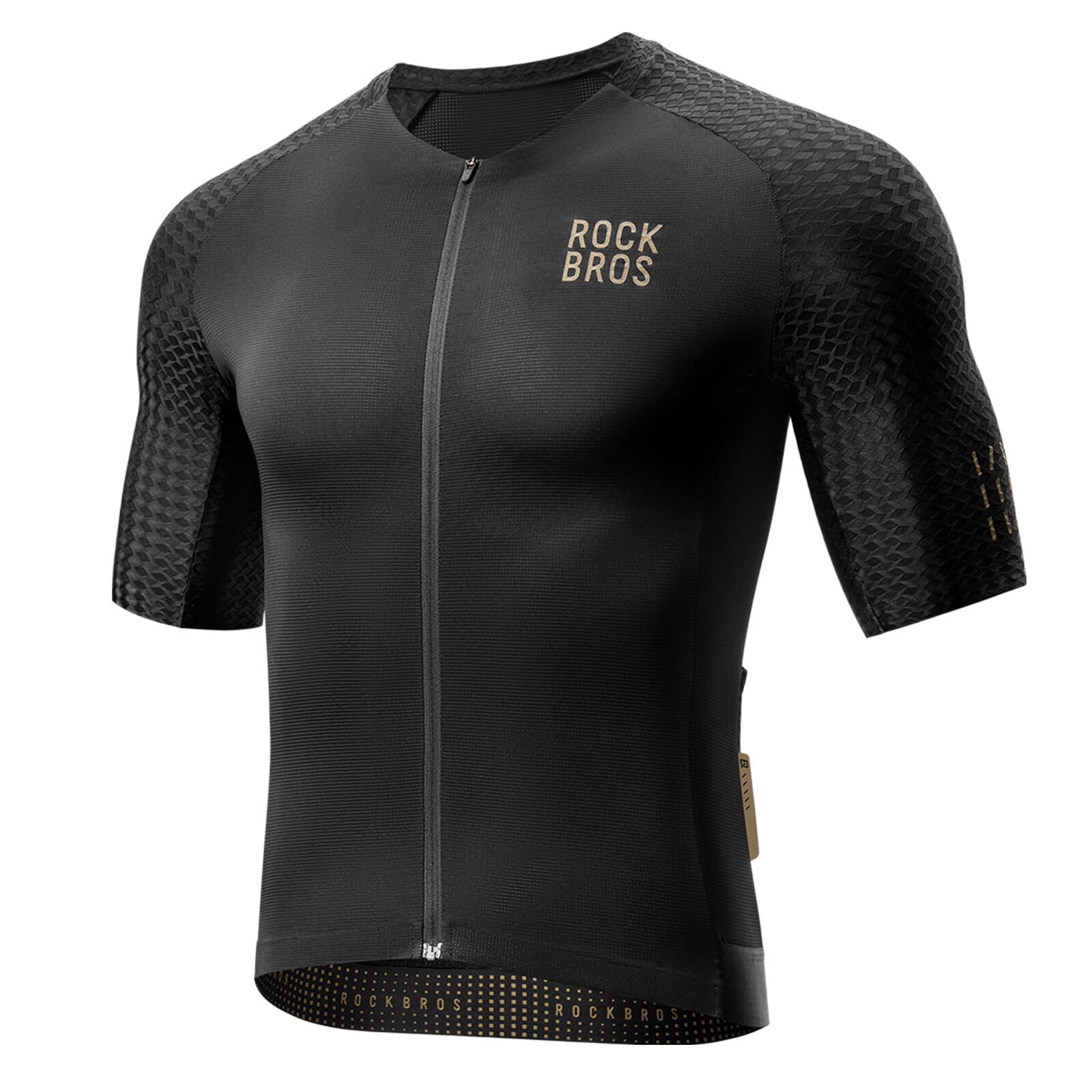 Rockbros Cycling Jersey Black – Diamond Pattern Aero Fabric
