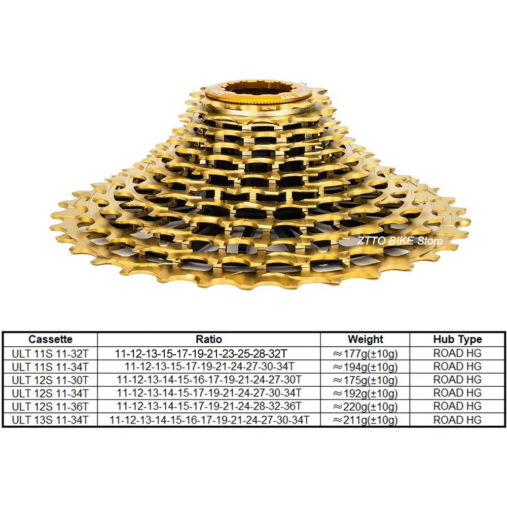 ZTTO Ultralight Cassette weight and ratio table