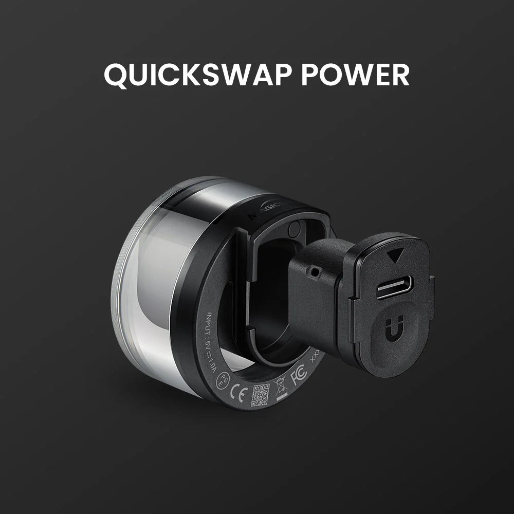 Vivi 50 QuickSwap magnetic power module detached, showing the USB-C charging port