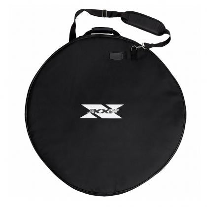 XXF W1401 padded single bicycle wheel bag, round zip-around cover, black with XXF logo