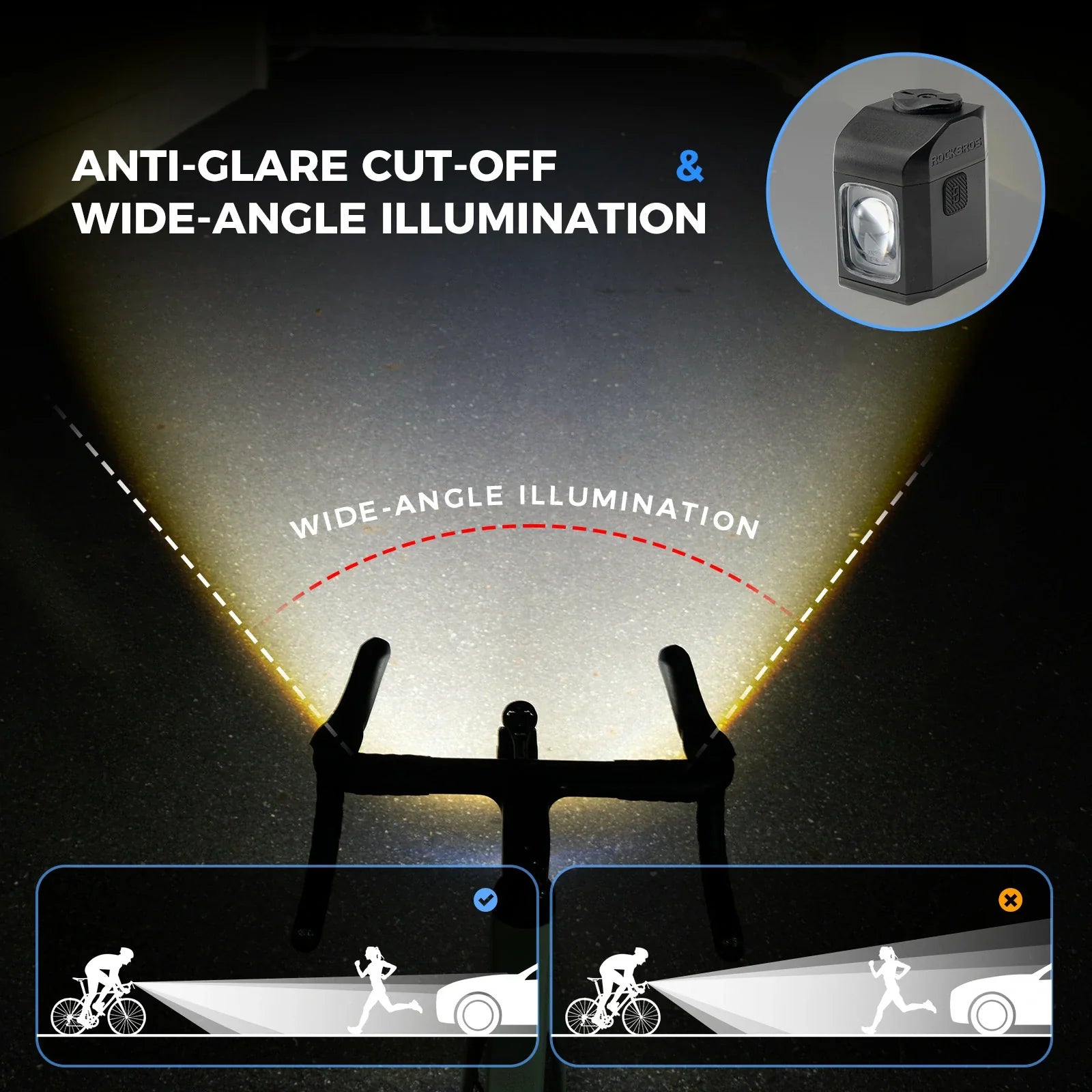 Bike Front Light with Remote Digital Display 1600LM 4000mAh IPX6 - M8 by Rockbros – DoGoodCo product photo 6