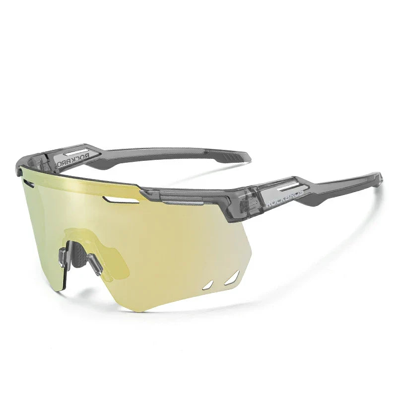 ROCKBROS Photochromic Windproof Cycling Sunglasses – Gold Lens UV400