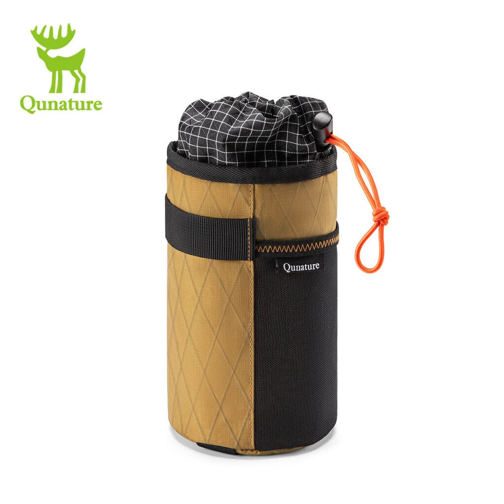 QuNature 1L Insulated Bicycle Water Bottle Storage Bag – Frame/Handlebar Mount – Brown