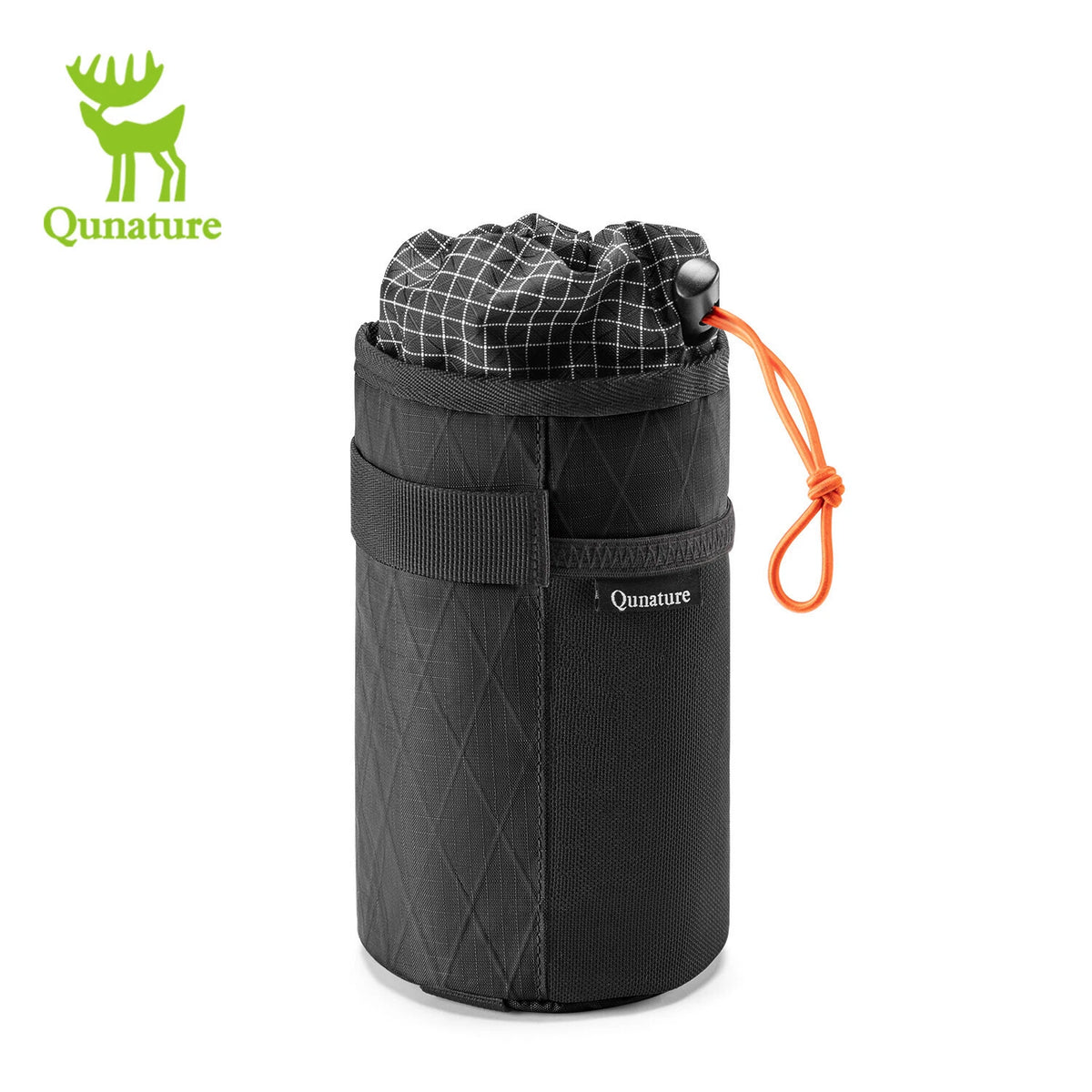 QuNature 1L Insulated Bicycle Water Bottle Storage Bag – Frame/Handlebar Mount – Black