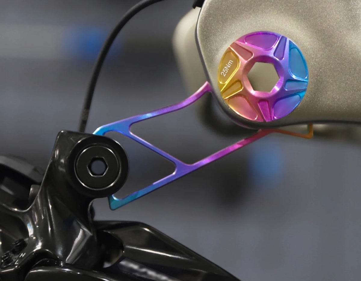 Candy titanium UDH hanger installed on a UDH dropout