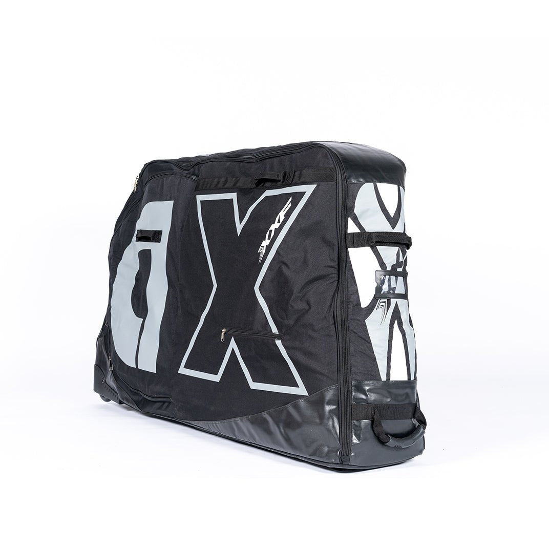 XXF N1603 bike travel bag open showing padded interior and wheel compartments